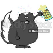 Clipart Illustration of a Chubby Skunk Getting Drunk And Holding Up A Mug Of Beer At A Party Or Oktoberfest © djart #20869
