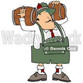 Clipart Illustration of an Oktoberfest Man Carrying Two Beer Keg Wood Barrels On His Shoulders © djart #20945