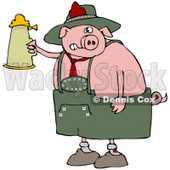 Clipart Illustration of a Drunk Pink Pig Drinking A Beer From A Setin At Oktoberfest © djart #20960