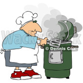 Royalty-Free (RF) Clipart Illustration of a Caucasian Man Cooking With A Green Smoker © djart #209891