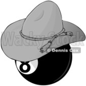 Royalty-Free (RF) Clipart Illustration of a Billiards Eight Ball Wearing A Cowboy Hat © djart #211658