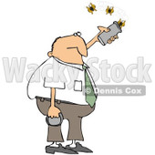 Royalty-Free (RF) Clipart Illustration of a Caucasian Businessman Releasing Three Butterflies From A Can © djart #217237