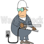 Royalty-Free (RF) Clipart Illustration of a Caucasian Worker Man Holding A Power Saw © djart #217248