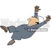 Royalty-Free (RF) Clipart Illustration of a Caucasian Worker Man Slipping And Falling Backwards © djart #217249