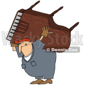 Royalty-Free (RF) Clipart Illustration of a Caucasian Worker Man Carrying A Piano On His Back © djart #217251