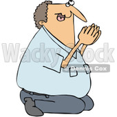 Royalty-Free (RF) Clipart Illustration of a Caucasian Man Kneeling And Praying © djart #223731