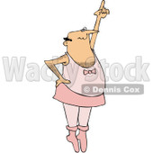 Royalty-Free (RF) Clipart Illustration of a Hairy Male Ballerina Pointing Up One Finger And Balancing On His Toes © djart #223733