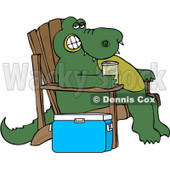 Royalty-Free (RF) Clipart Illustration of a Relaxed Alligator Sitting In An Adirondack Chair And Drinking A Canned Beverage By A Cooler © djart #224981