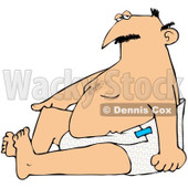 Royalty-Free (RF) Clipart Illustration of a Bald Chubby Man Sitting In A Diaper © djart #226105