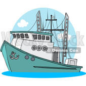 Royalty-Free (RF) Clipart Illustration of a Trawler Fishing Boat At Sea - 2 © djart #229145