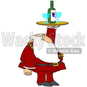 Royalty-Free (RF) Clipart Illustration of Santa Holding Up A Wine Tray With Glasses © djart #229146