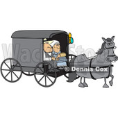 Royalty-Free (RF) Clipart Illustration of a Gray Horse Pulling A Couple In An Amish Buggy © djart #229149