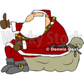 Royalty-Free (RF) Clipart Illustration of Santa Sitting On His Sack And Hitchhiking © djart #231643