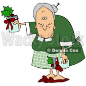 Clipart Illustration of a Sweet Old Granny Giving Gifts Of Jam Or Jelly For Christmas © djart #24989