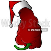 Clipart Illustration of a Spicy Red Christmas Pepper Wearing A Santa Hat © djart #25826