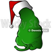 Clipart Illustration of a Spicy Green Christmas Pepper Wearing A Santa Hat © djart #25828