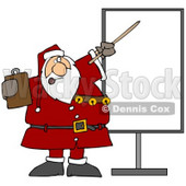 Clipart Illustration of Santa In Uniform, Holding A Clipboard And Using A Pointer Stick While Discussing Christmas Rules On A Board © djart #26334