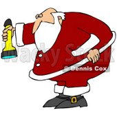 Clipart Illustration of Santa Claus Bending Over Slightly And Shining A Flashlight Downwards © djart #26541