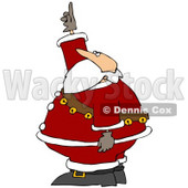 Clipart Illustration of Santa In His Suit And A Sash Of Bells, Pointing And Looking Upwards © djart #26542
