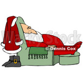 Clipart Illustration of Santa Claus In His Pjs, Dozing In A Green Lazy Chair With His Boots And Suit Behind Him © djart #26543