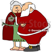 Clipart Illustration of Santa and Mrs Claus Embracing Each Other in a Hug © djart #26631