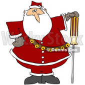Clipart Illustration of Santa Claus In His Red Suit, Resting His Hand On Top Of A Flathead Screwdriver © djart #27258