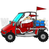 Clipart Illustration of Santa In His Suit, Driving A Mud Bug With An Ice Chest In The Back © djart #27264