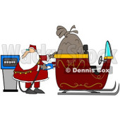 Clipart Illustration of Santa Watching The Cost Rise On The Gas Pump While Filling His Sleigh With Gasoline On His Delivery Route © djart #27303