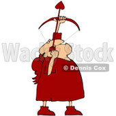 Clipart Illustration of a Chubby Male Cupid In Red, With Red Wings, Pointing An Arrow Upwards © djart #27323
