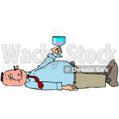 Clipart Illustration of a White Man Laying On His Back After Passing Out From Getting Too Drunk, Holding A Glass Of Alcohol Over His Belly © djart #27826
