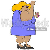 Clipart Illustration of a Strong And Muscular Blond Body Builder Woman Wearing A Dress And Heels And Flexing Her Muscles © djart #28263
