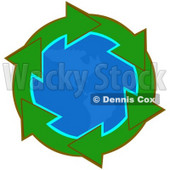 Clipart Illustration of a Circle Of Green Arrows Around The American Continents On Planet Earth © djart #28762