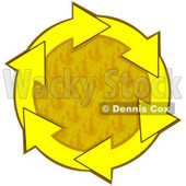 Clipart Illustration of a Circle Of Yellow Arrows Around A Textured Yellow Center © djart #28765