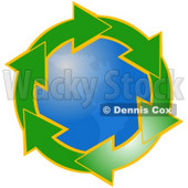 Clipart Illustration of Gradient Green Arrows Outlined In Yellow, Circling Around The American Continents Of Planet Earth © djart #28766