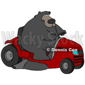 Clipart Illustration of a Big Bear Driving A Red Riding Lawn Mower © djart #31043