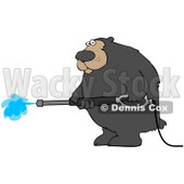 Clipart Illustration of a Big Bear Operating A Power Washer © djart #31528