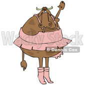 Clipart Illustration of a Chubby Ballerina With Udders, Dancing Ballet In A Pink Tutu, Up On Tippy Toes And Reaching Upwards © djart #31835