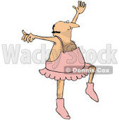Clipart Illustration of a Masculine Hairy White Male Ballerina Dancing Ballet In A Pink Tutu, Up On Tippy Toes And Reaching Upwards © djart #31838