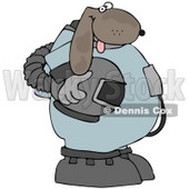 Clipart Illustration of an Astronaut Dog In A Space Suit, Holding His Helmet At His Side © djart #32294