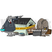 Clipart Illustration of a Pushy Dog Kicking Another Out Of His Foreclosed House © djart #37242