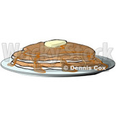 Clipart Illustration of Hot, Buttery Pancakes Served With Maple Syrup © djart #39033