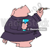 Clipart Illustration of a Wealthy Pig In A Robe, Drinking Champagne And Smoking A Cigar © djart #40571