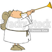 Male Angel with Wings Blowing a Horn Clipart © djart #4116