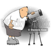 Male Astronomer Looking at the Sky Through a Telescope Clipart © djart #4134