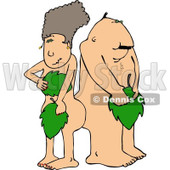 Modern Adam and Eve Covering Their Private Parts with Leaves Clipart © djart #4140