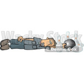 Male Bowler Sliding with His Bowling Ball, Down the Lane, and Into the Pins Clipart © djart #4142