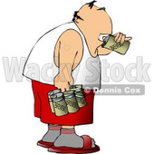 Man Drinking a Six Pack Of Beer Clipart © djart #4189
