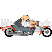 Bald Male Biker Driving a Motorcycle Clipart © djart #4198