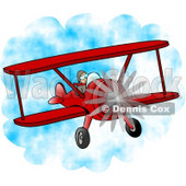 Male Pilot Flying a Red Biplane Clipart © djart #4207