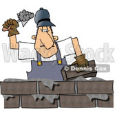 Male Builder Cementing a Brick Wall Clipart © djart #4214